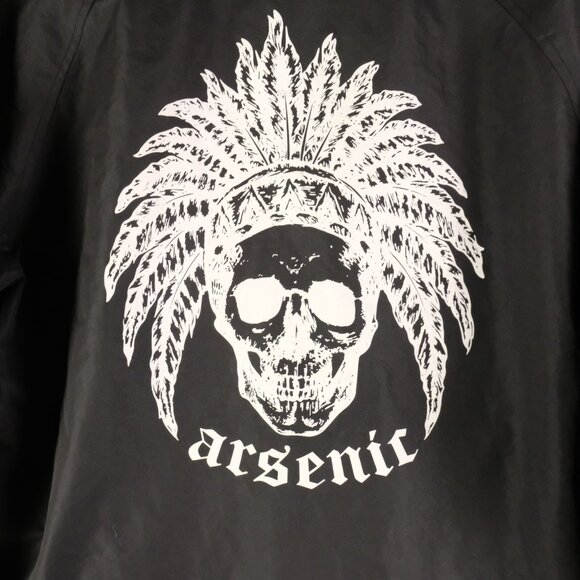 Arsenic Jacket Mens Medium Black White Native Bomber Snap Lightweight Graphic - Picture 6 of 10